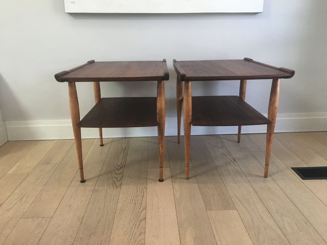 Mid-Century two tone teak side tables