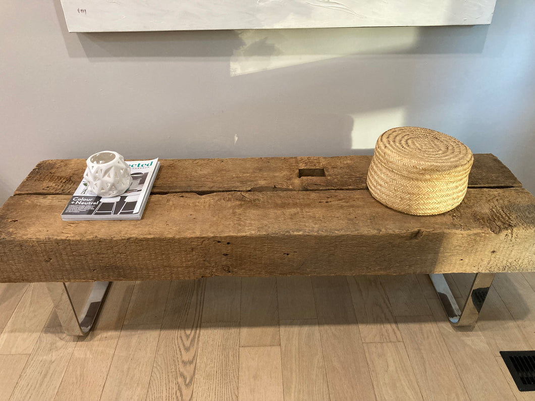 Reclaimed barn beam bench/coffee table