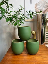 Load image into Gallery viewer, Matte green handmade stoneware coffee/cold drinkware cup
