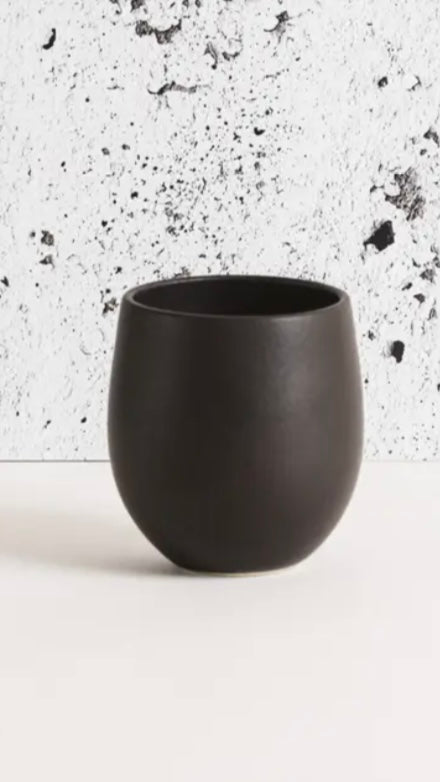 Matte black handmade stoneware coffee/cold drinking cup